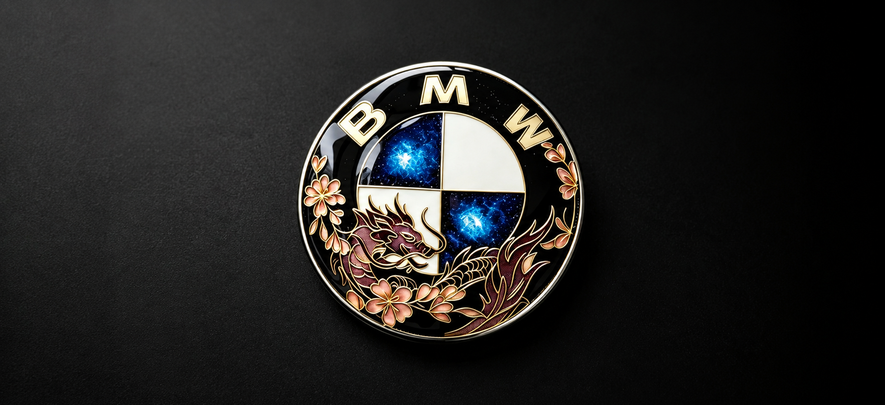 Blue and gold custom circular emblem