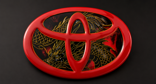 Black and gold script custom emblem