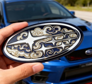 Off-road vehicle with a custom emblem